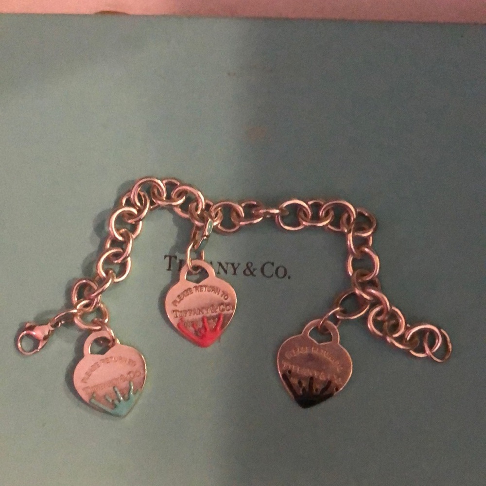 Tiffany & Co. Silver Splash Heart Charm Bracelet